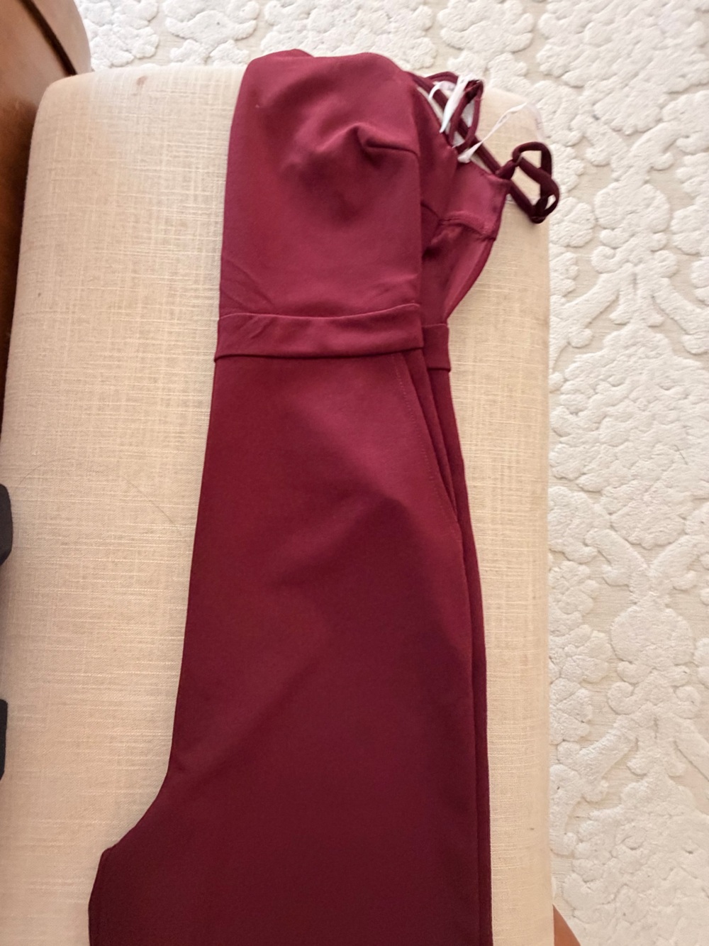 Lulu's Burgundy Strapless Jumpsuit